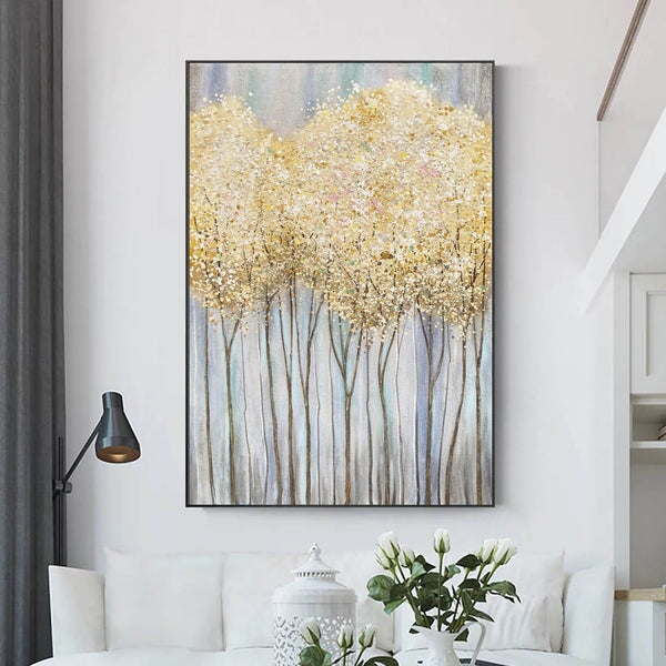 Golden Forest Abstract Wall Art