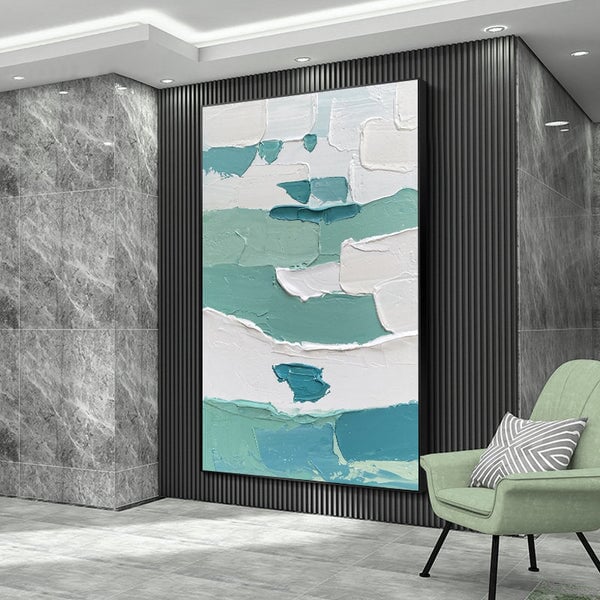 White On Green Abstract Wall Art