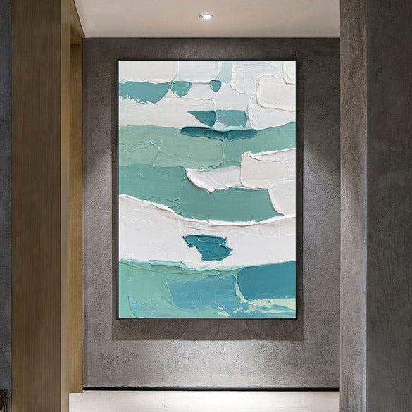White On Green Abstract Wall Art