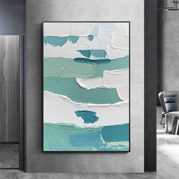 White On Green Abstract Wall Art