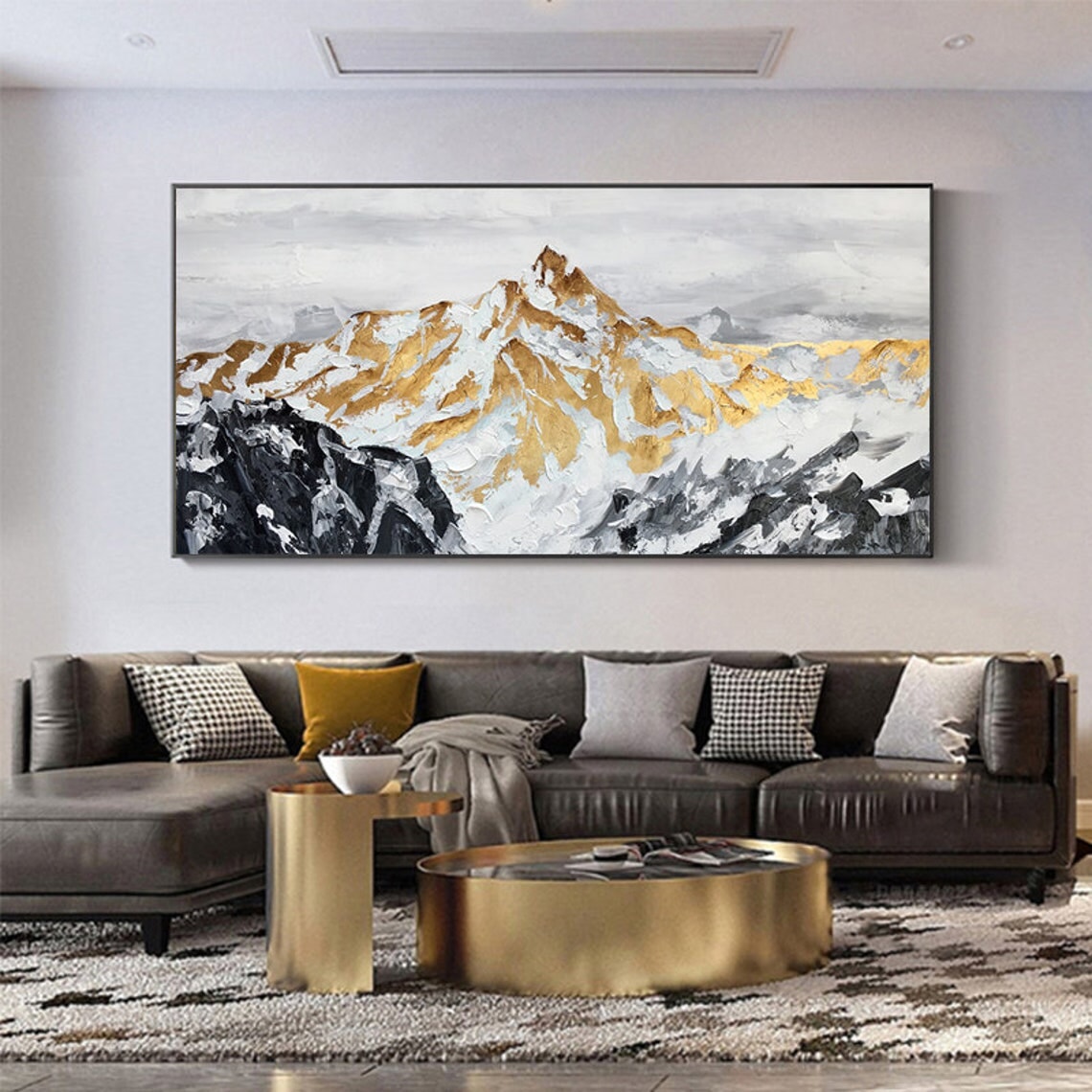 Golden Mountain Abstract Wall Art