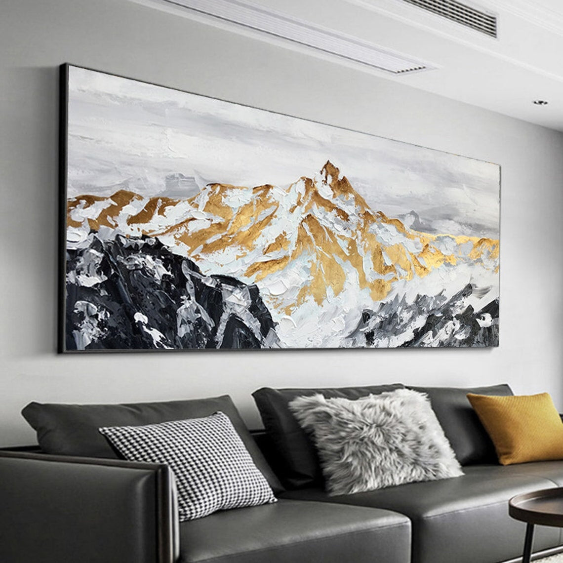 Golden Mountain Abstract Wall Art