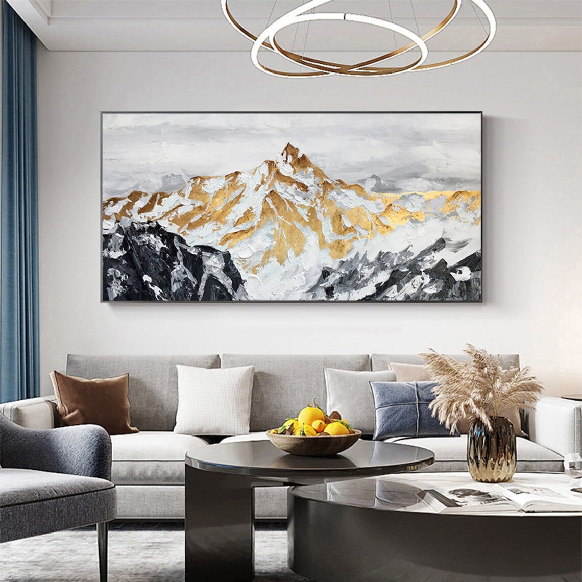 Golden Mountain Abstract Wall Art
