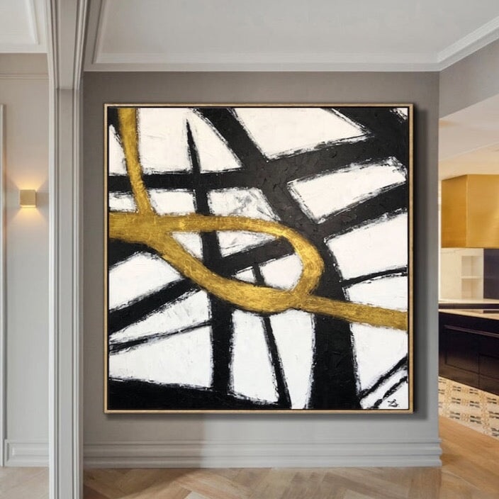 Black & Gold Abstract Art - Black & Gold Abstract Wall Art