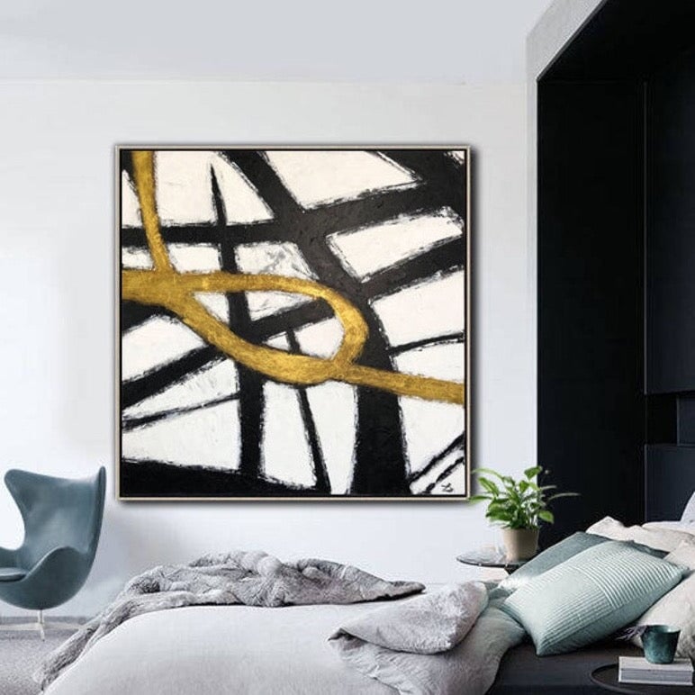Black & Gold Abstract Art - Black & Gold Abstract Wall Art
