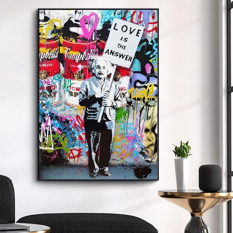 Love is The Answer Einstein Canvas Art