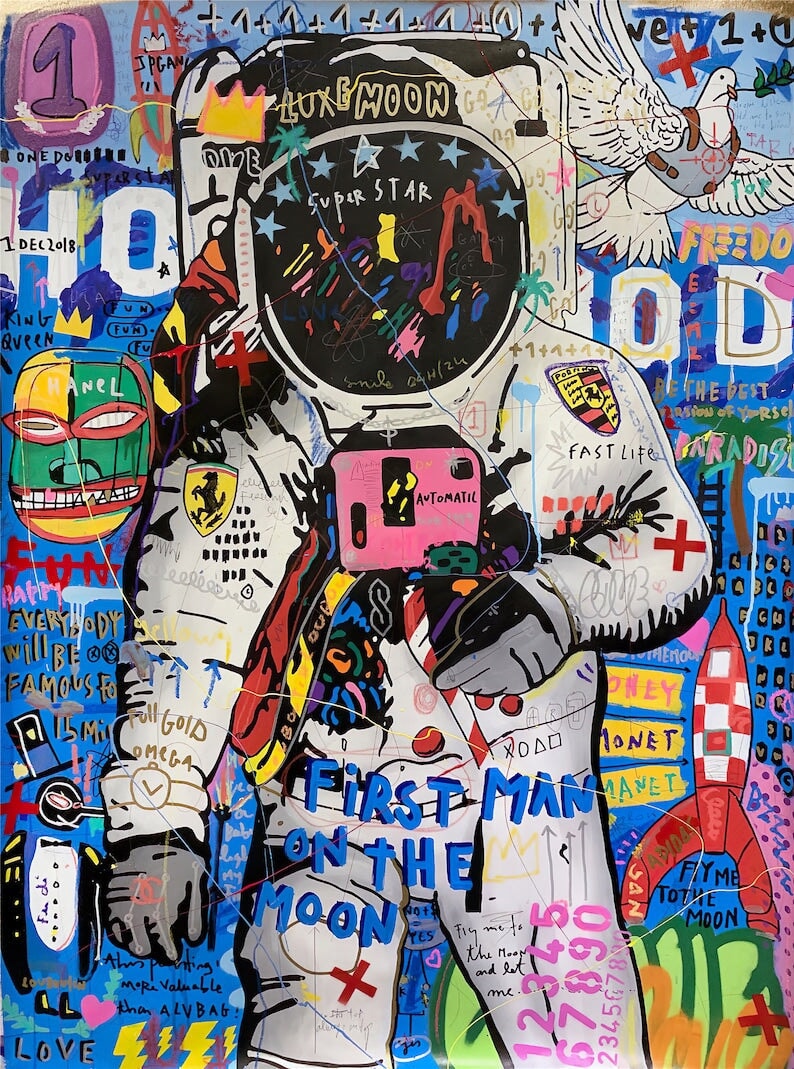 First Man On The Moon Pop Art Painting