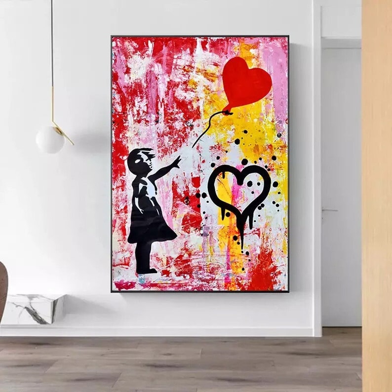 Colorful Balloon Girl Canvas Art