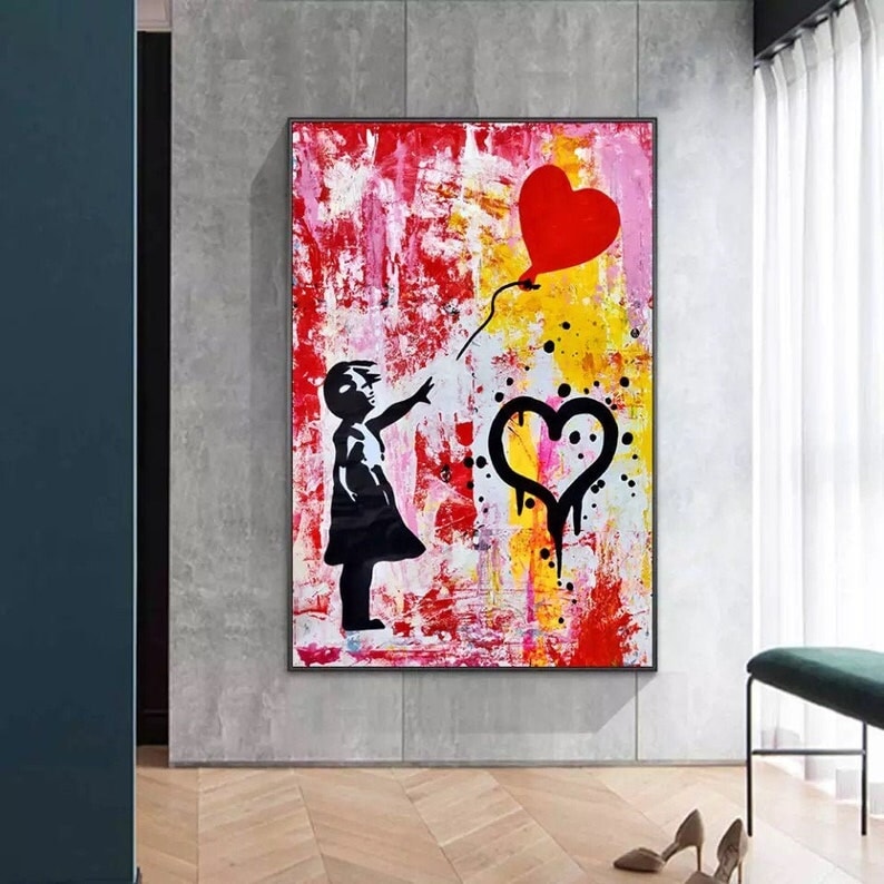 Colorful Balloon Girl Canvas Art