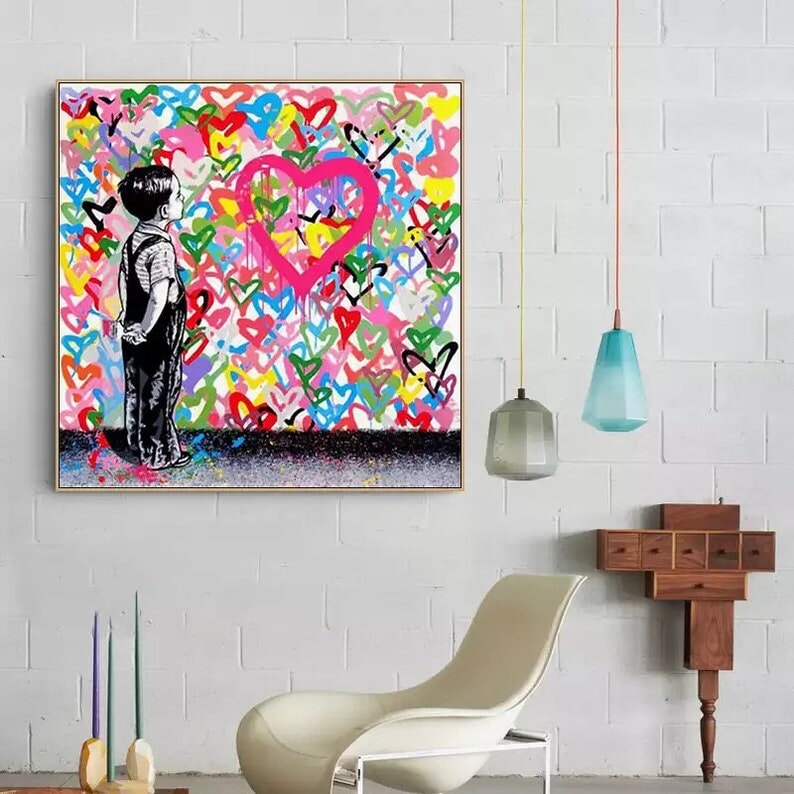 Boy with Hearts - Boy with Hearts Graffiti Art - Paints Lab