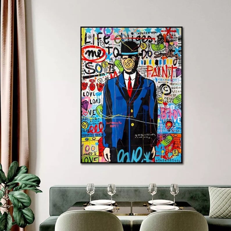 Son Of Man with Dollar Coin Graffiti Art - Dollar Wall Art