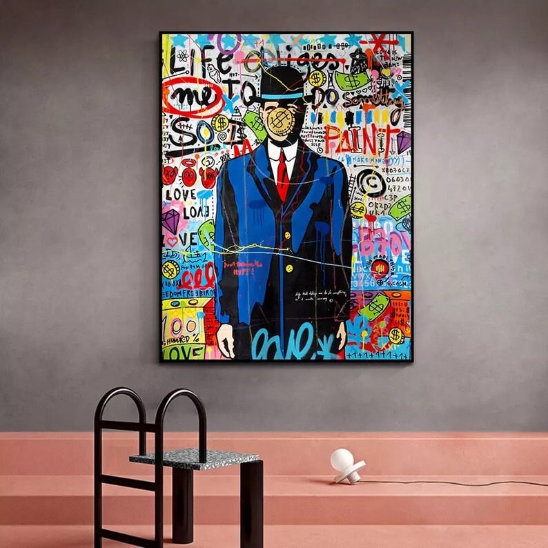 Son Of Man with Dollar Coin Graffiti Art - Dollar Wall Art