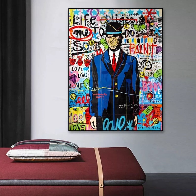 Son Of Man with Dollar Coin Graffiti Art - Dollar Wall Art