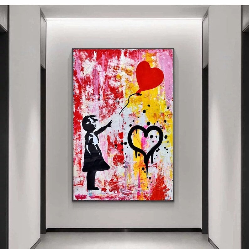 Colorful Balloon Girl Canvas Art