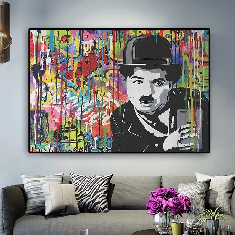 Charlie Chaplin - Charlie Chaplin Graffiti Art - Paints Lab