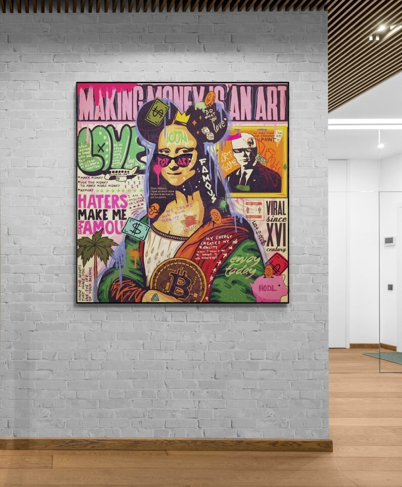 Mona Lisa with Bitcoin Pop Art Painting