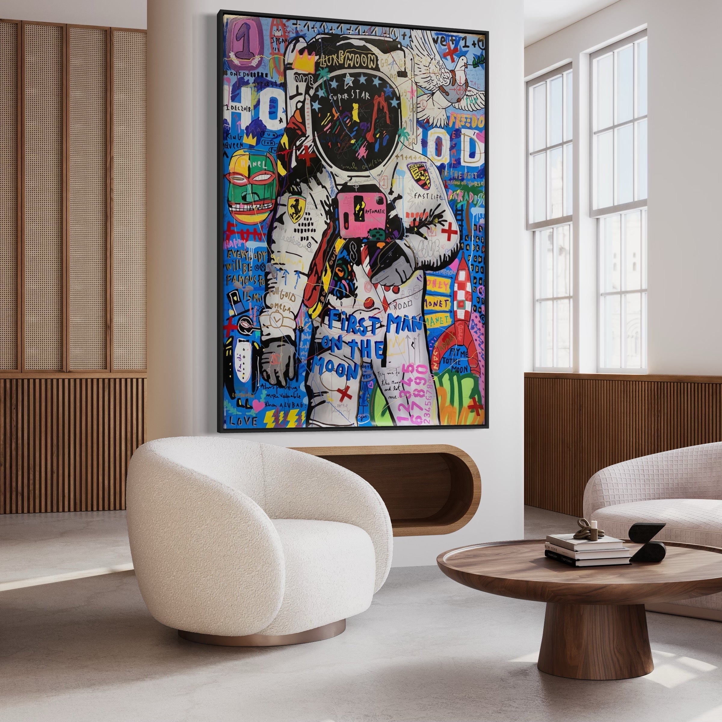 First Man On The Moon Art - Man On The Moon Graffiti Art