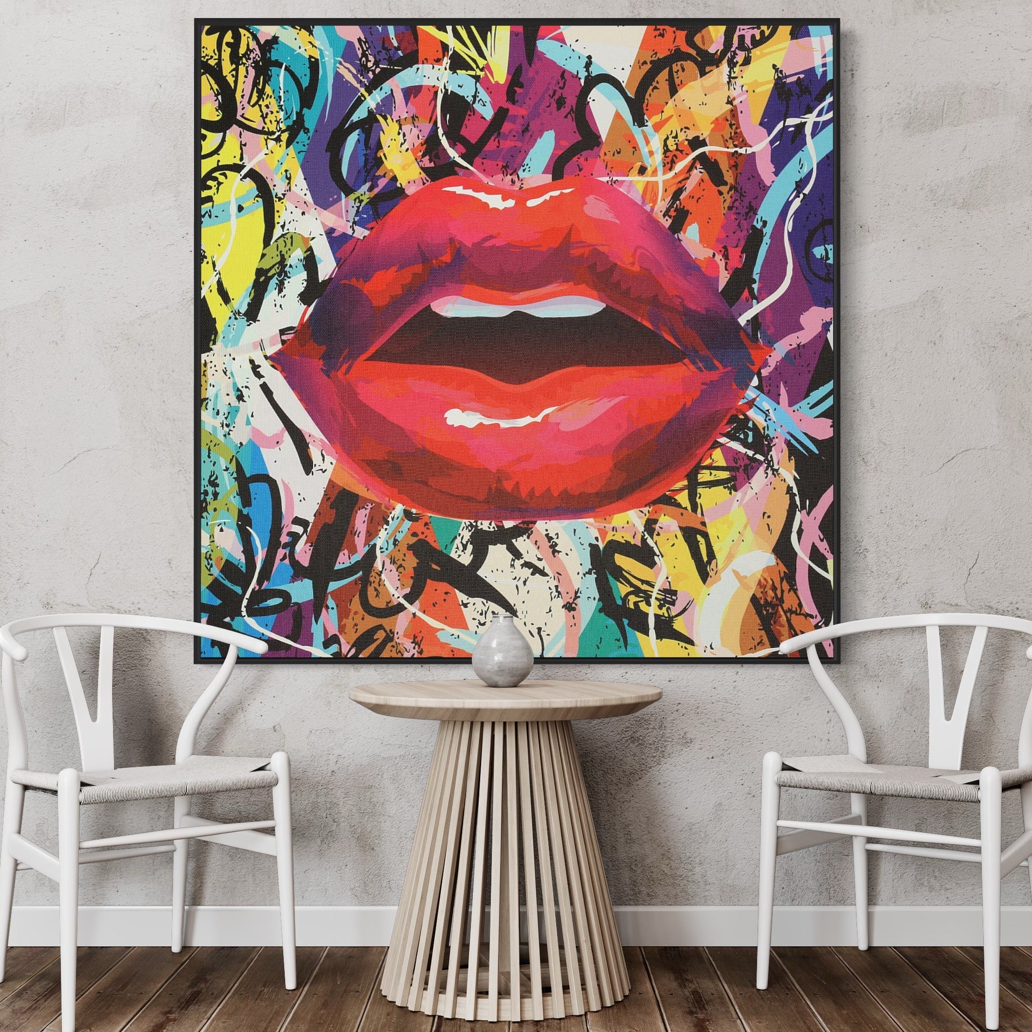 Lips Graffiti Wall Art - Lips Modern Art - Paints Lab