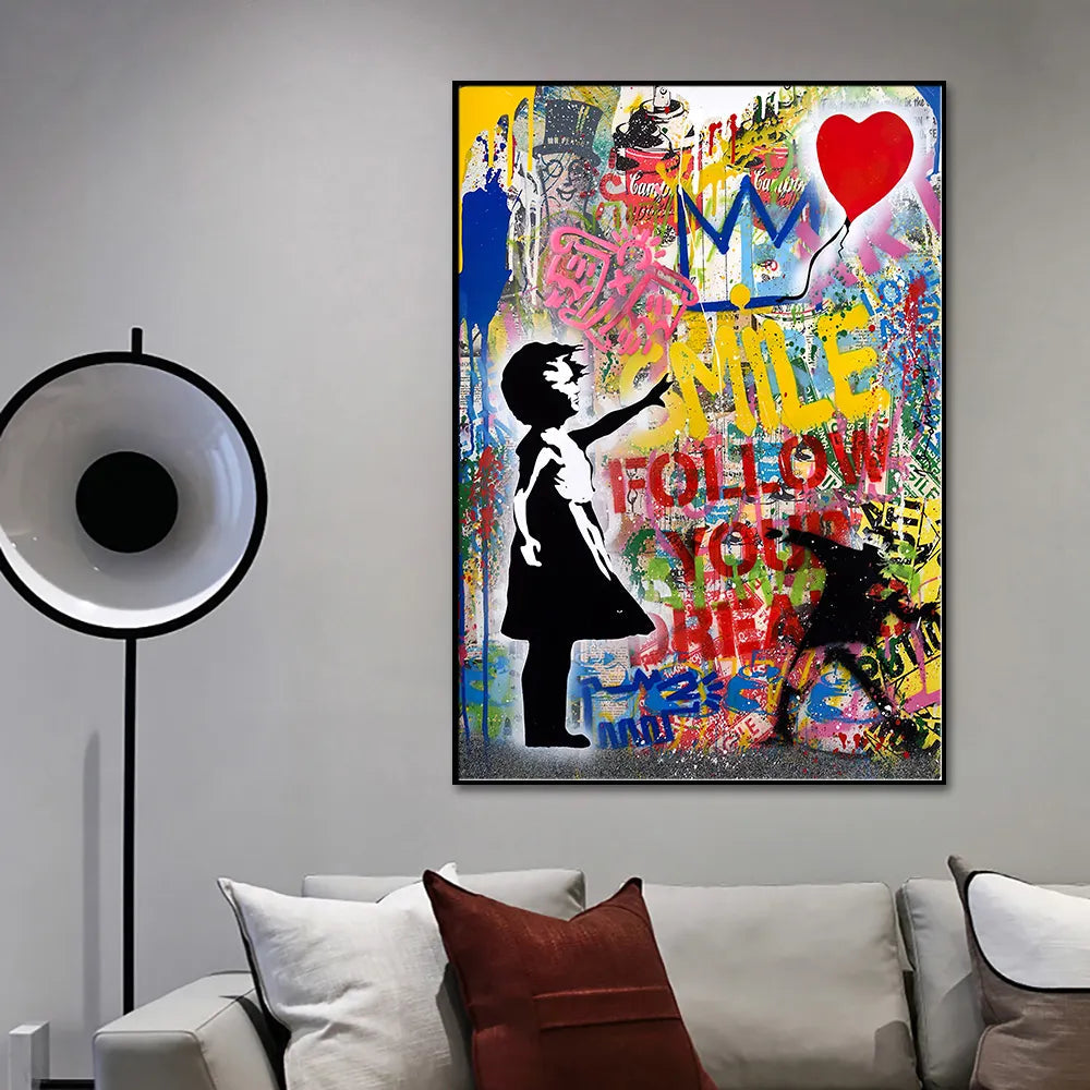 Balloon Girl Wall Art - Follow Your Dreams