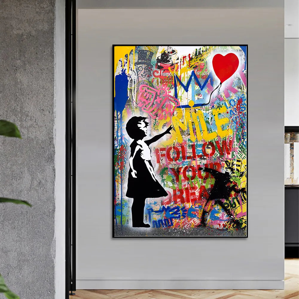 Balloon Girl Wall Art - Follow Your Dreams