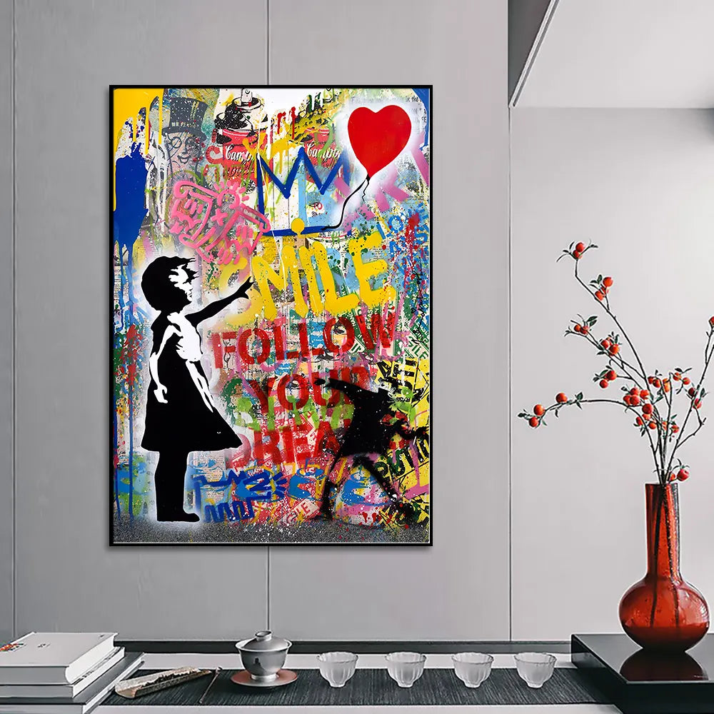 Balloon Girl Wall Art - Follow Your Dreams