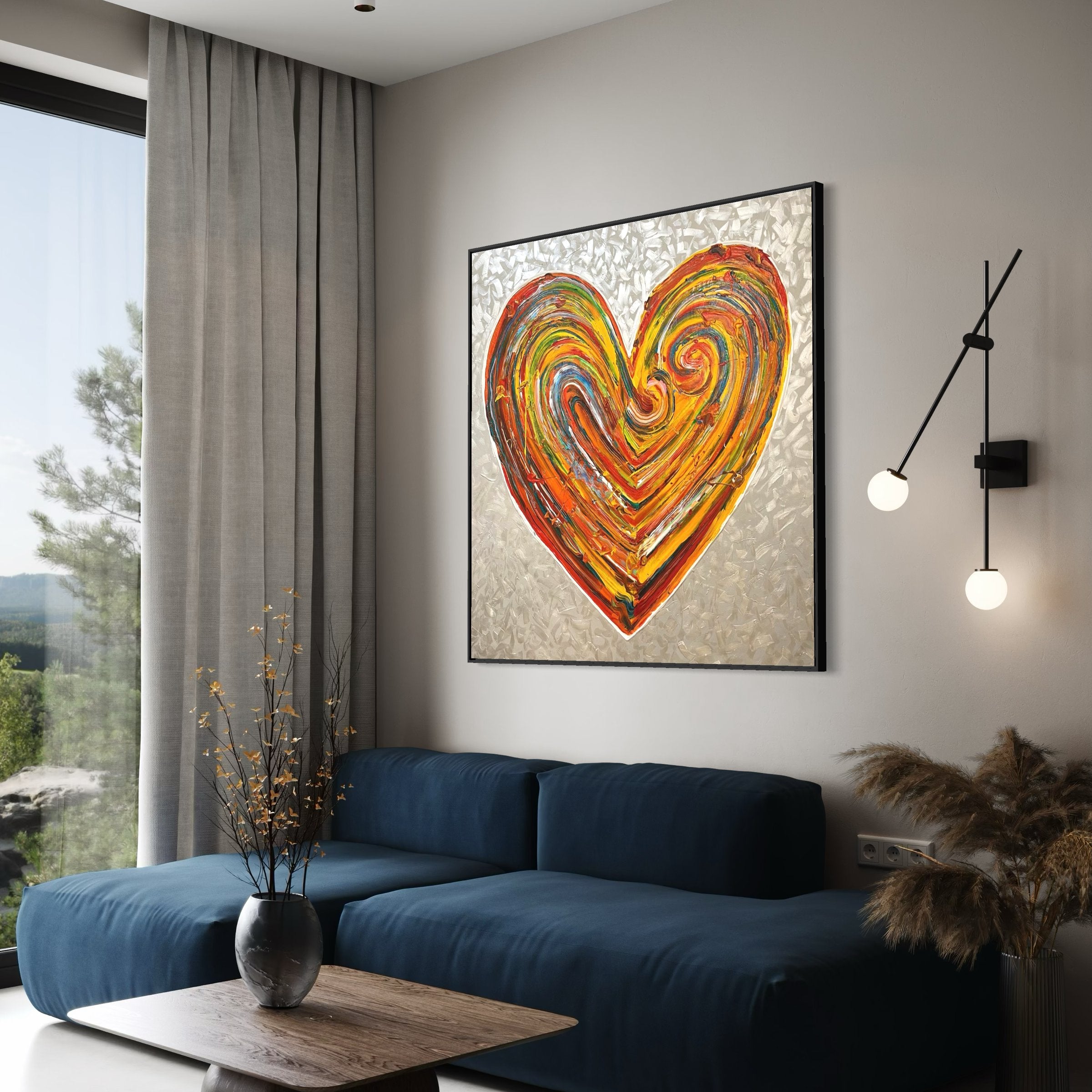 Modern Heart Textured Painting