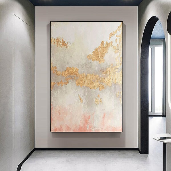 Golden Gray Abstract Wall Art