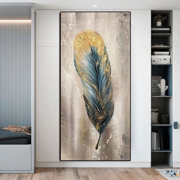 Bird Feather Abstract Wall Art - Feather Abstract Wall Art -Paints Lab