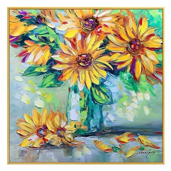 Yellow Flowers Abstract Wall Art