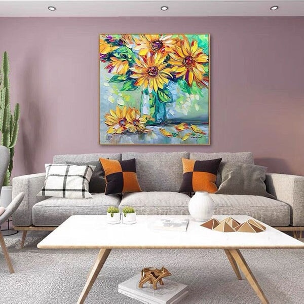 Yellow Flowers Abstract Wall Art