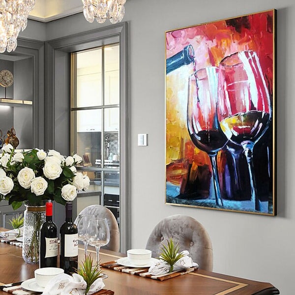 Two Glasses Of Wine Abstract Wall Art