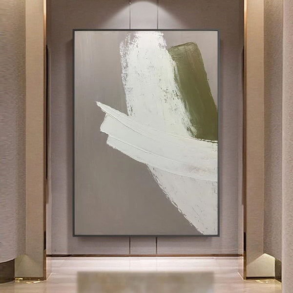 White On Gray Abstract Wall Art