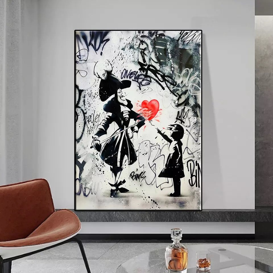 Balloon Girl with Musketeer - Girl Wall Art - Paints Lab