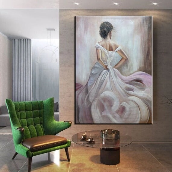 Girl In White Abstract Wall Art