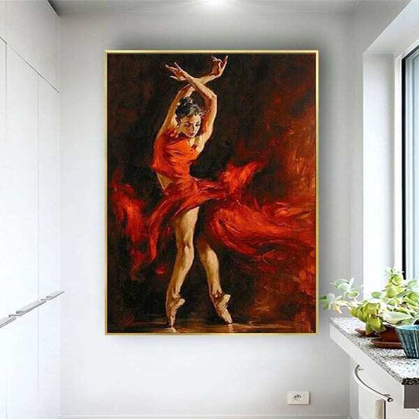 Red Ballerina Abstract Wall Art