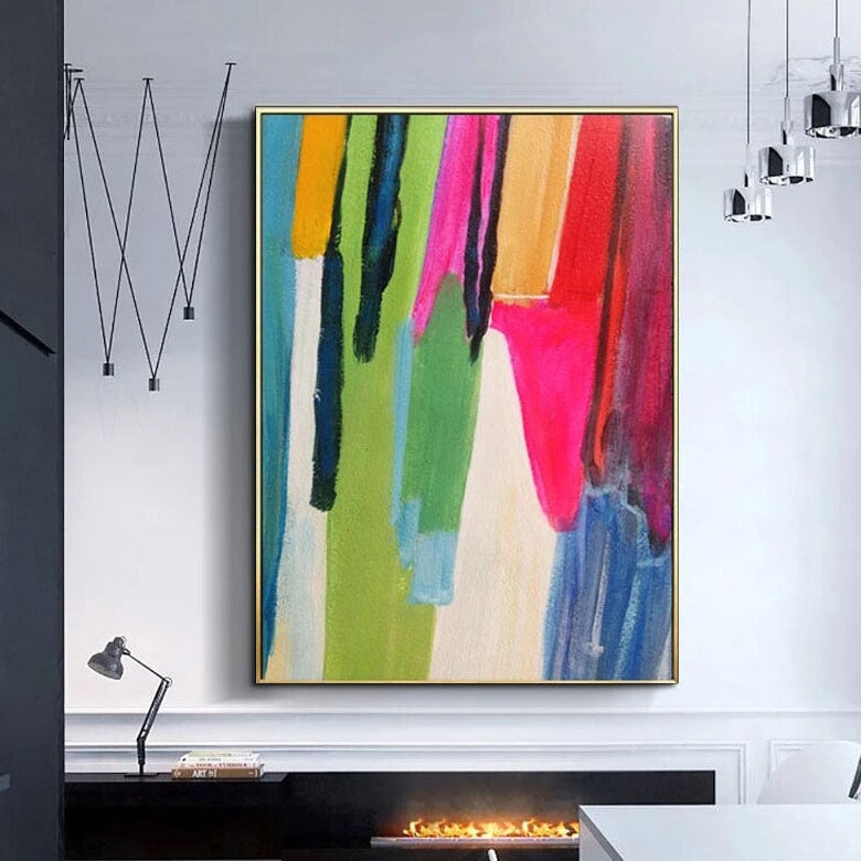 Colorful Stripes Abstract Wall Art - Colorful Abstract Wall Art