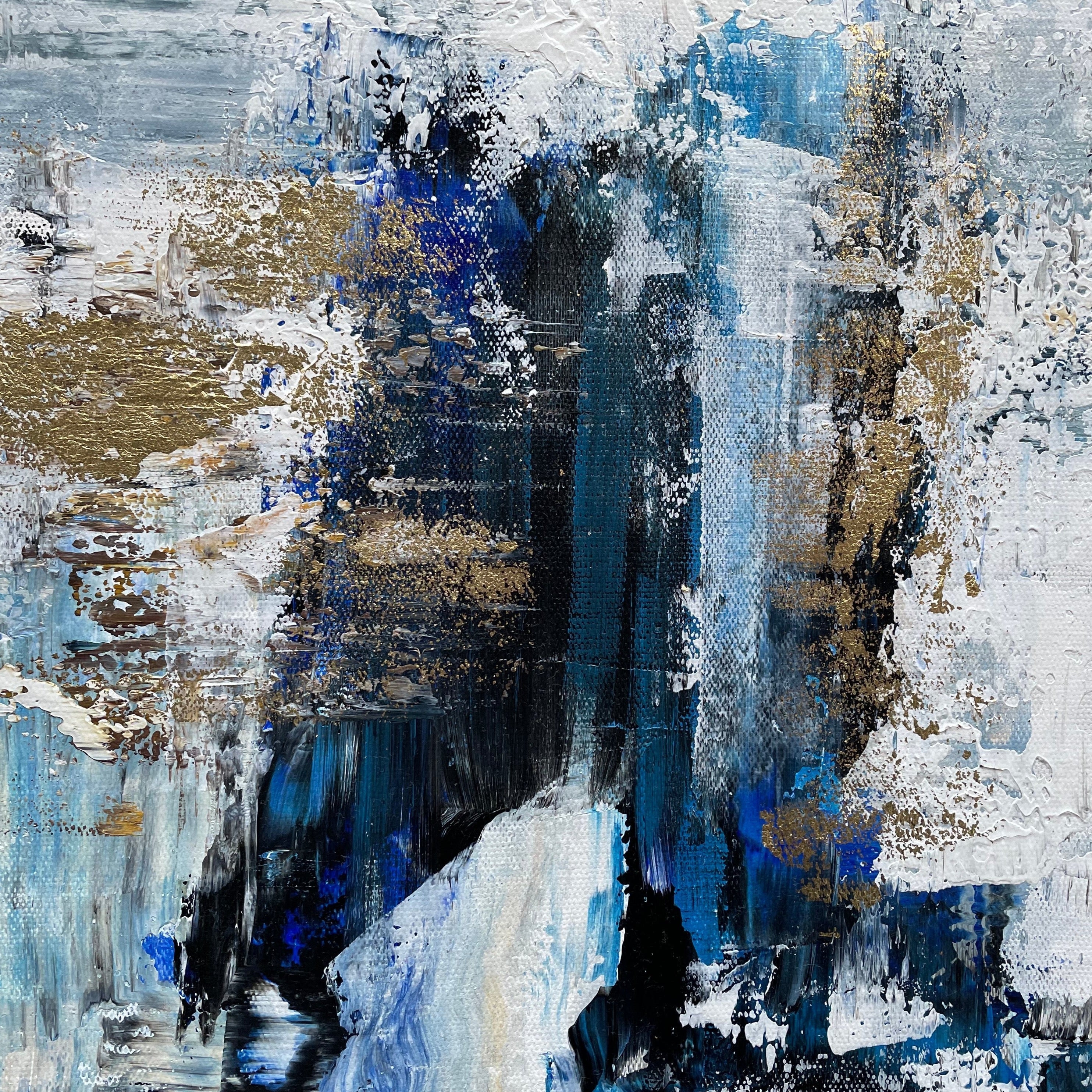 Blue Gold & top White Abstract Painting