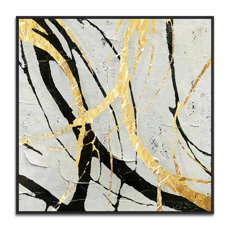 Black/Gold Abstract Wall Art - Gold Abstract Wall Art - Paints Lab