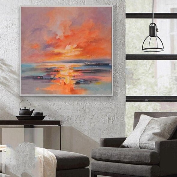 Red Sunset Abstract Wall Art