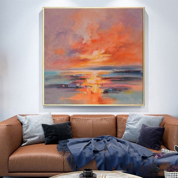 Red Sunset Abstract Wall Art