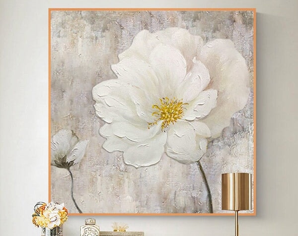 White Flower Abstract Wall Art