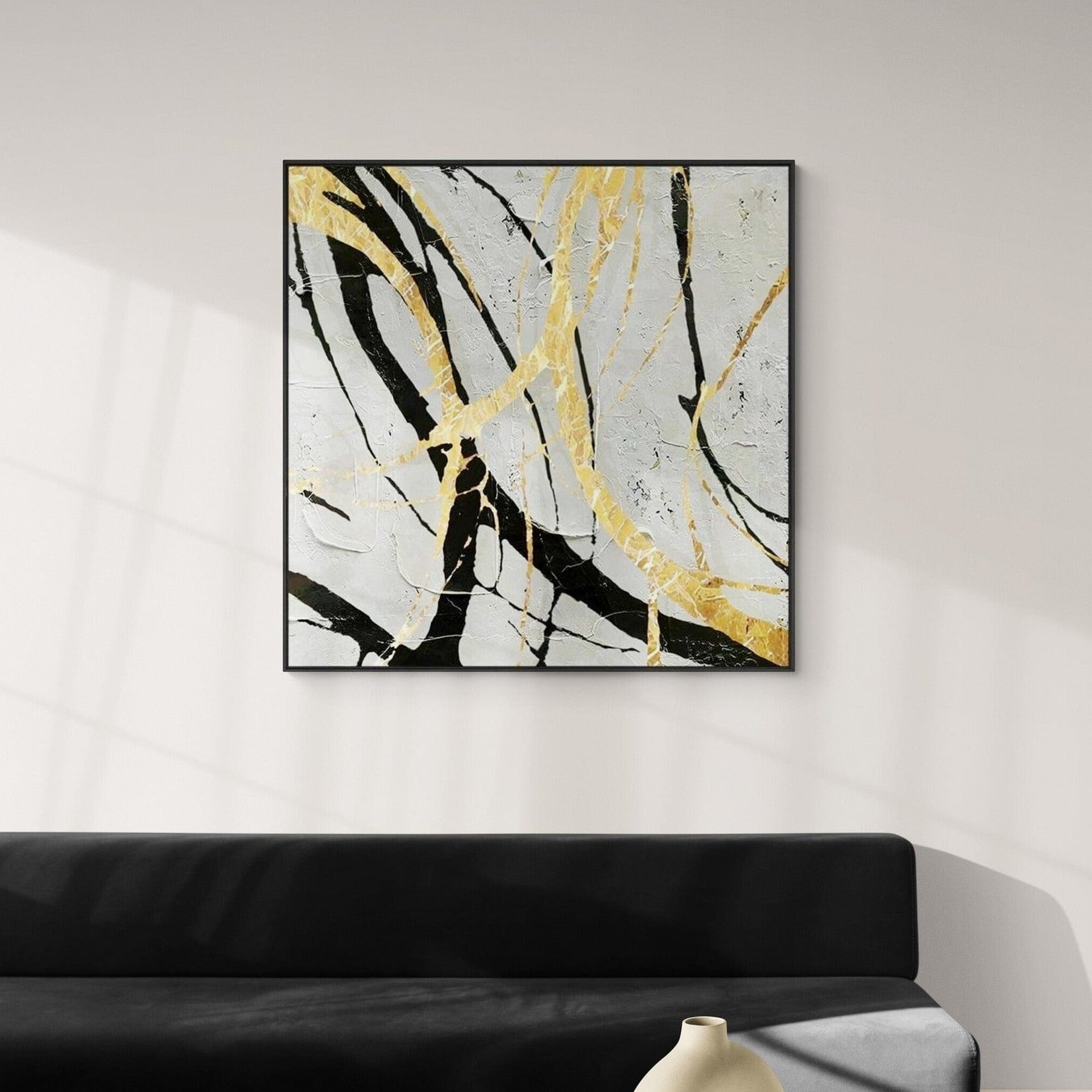 Black/Gold Abstract Wall Art - Gold Abstract Wall Art - Paints Lab