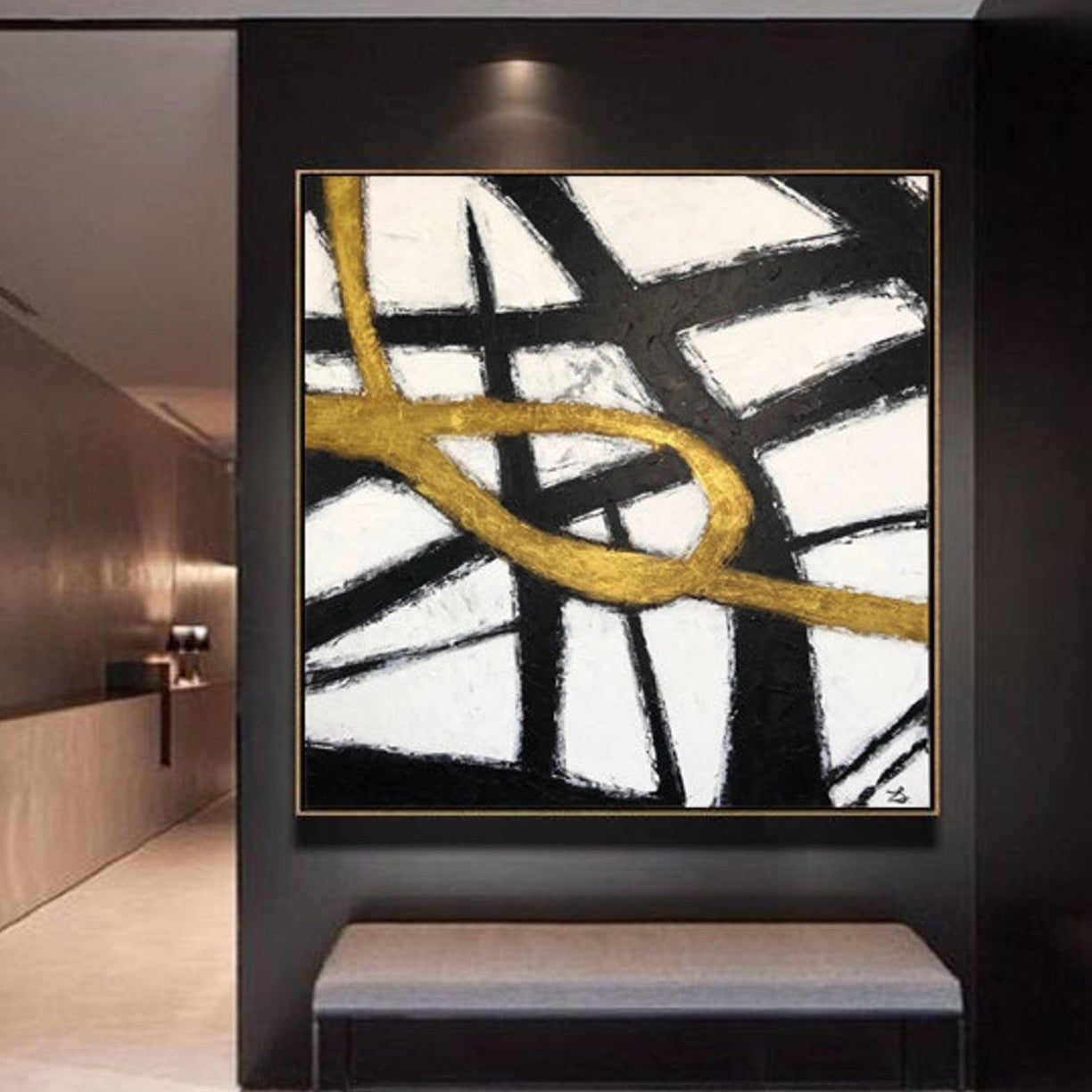 Black & Gold Abstract Art - Black & Gold Abstract Wall Art