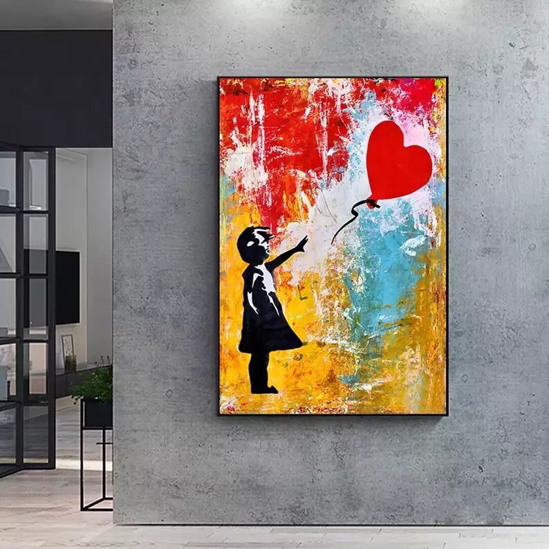 Colorful Balloon Girl - Colorful Balloon Girl Graffiti Art -Paints Lab