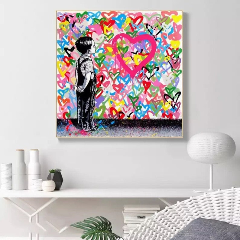 Boy with Hearts - Boy with Hearts Graffiti Art - Paints Lab