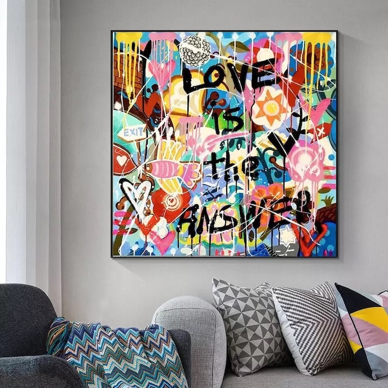Love Is The Answer - Neon Spray Paint Art Art Board Print for