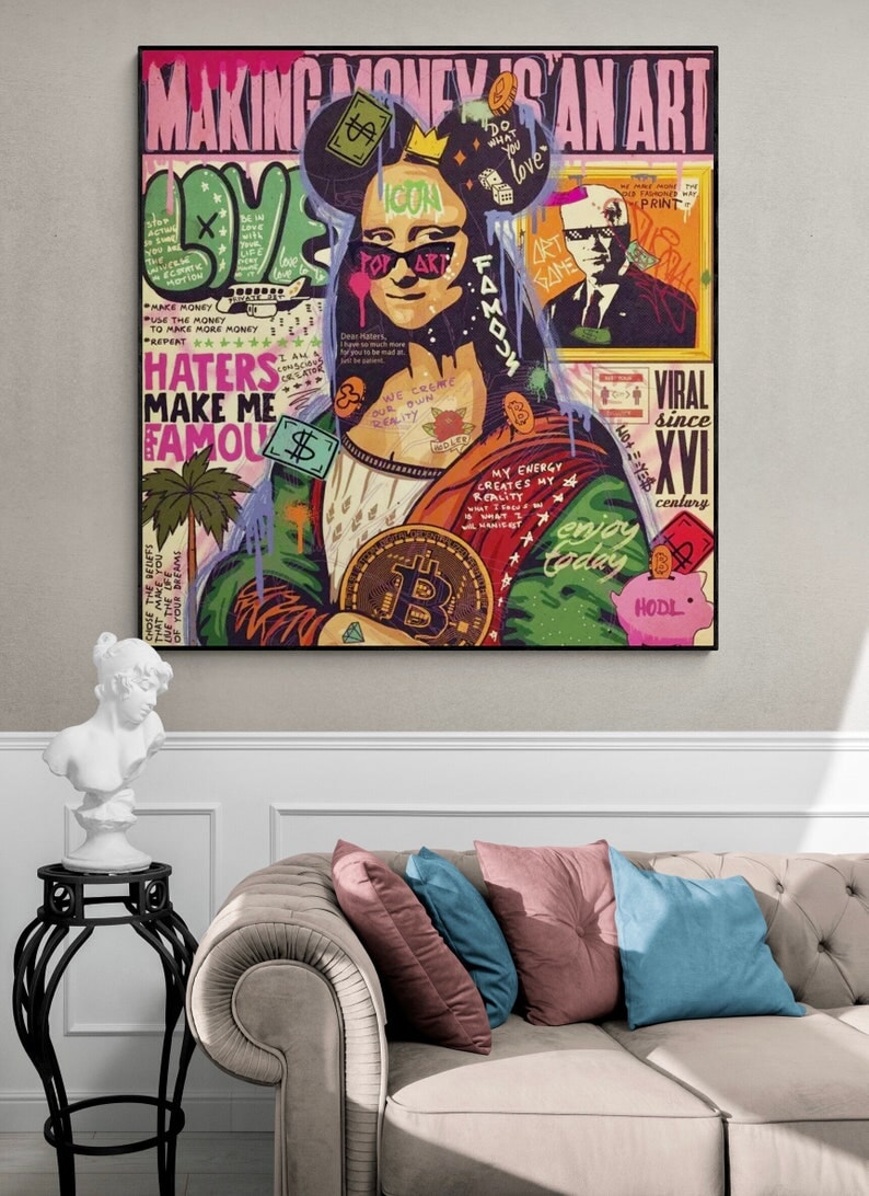 Mona Lisa with Bitcoin Pop Art Painting