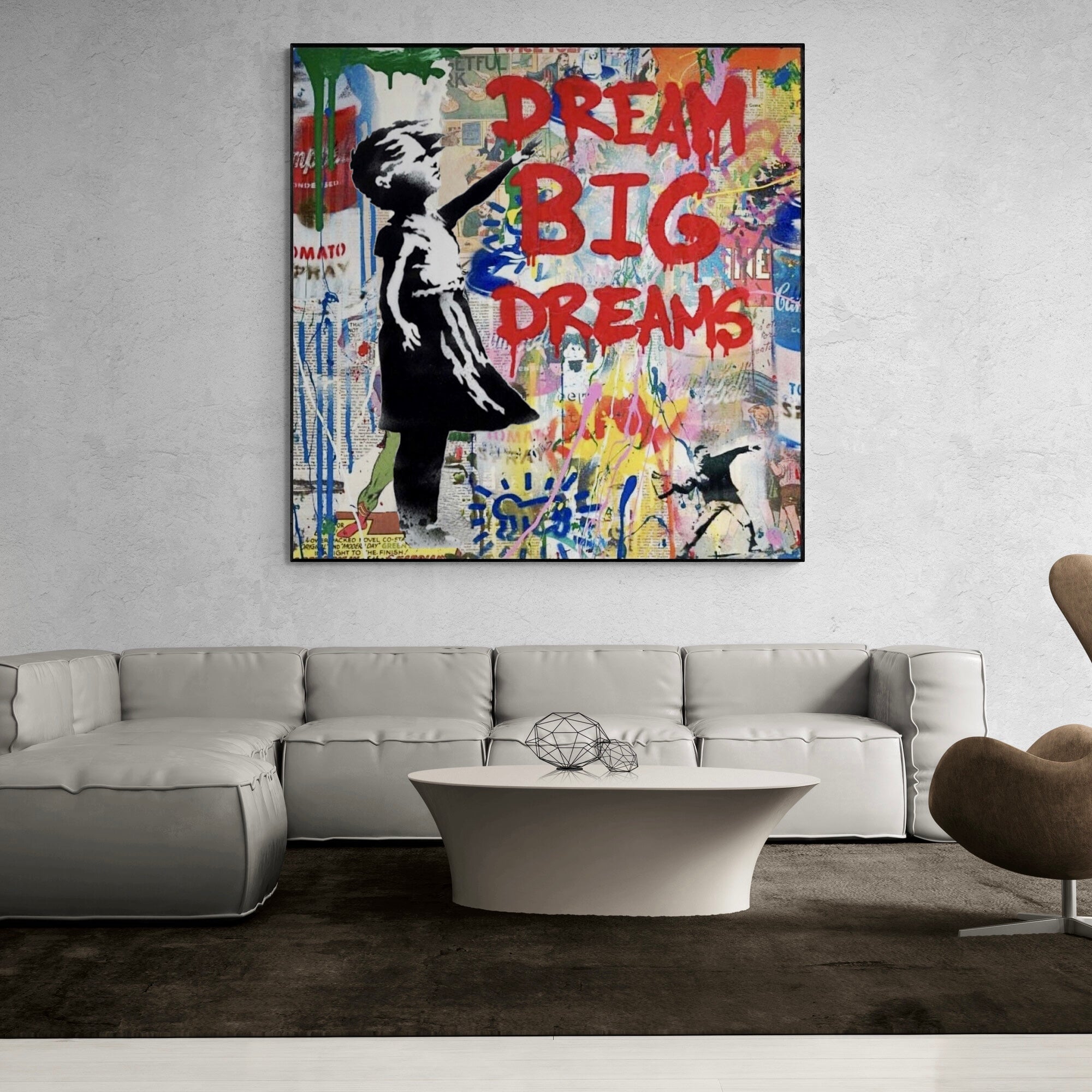 Large Size Handpainted Banksy Street Art Dream Big Dreams, hotsell Graffiti Art, Pop Art