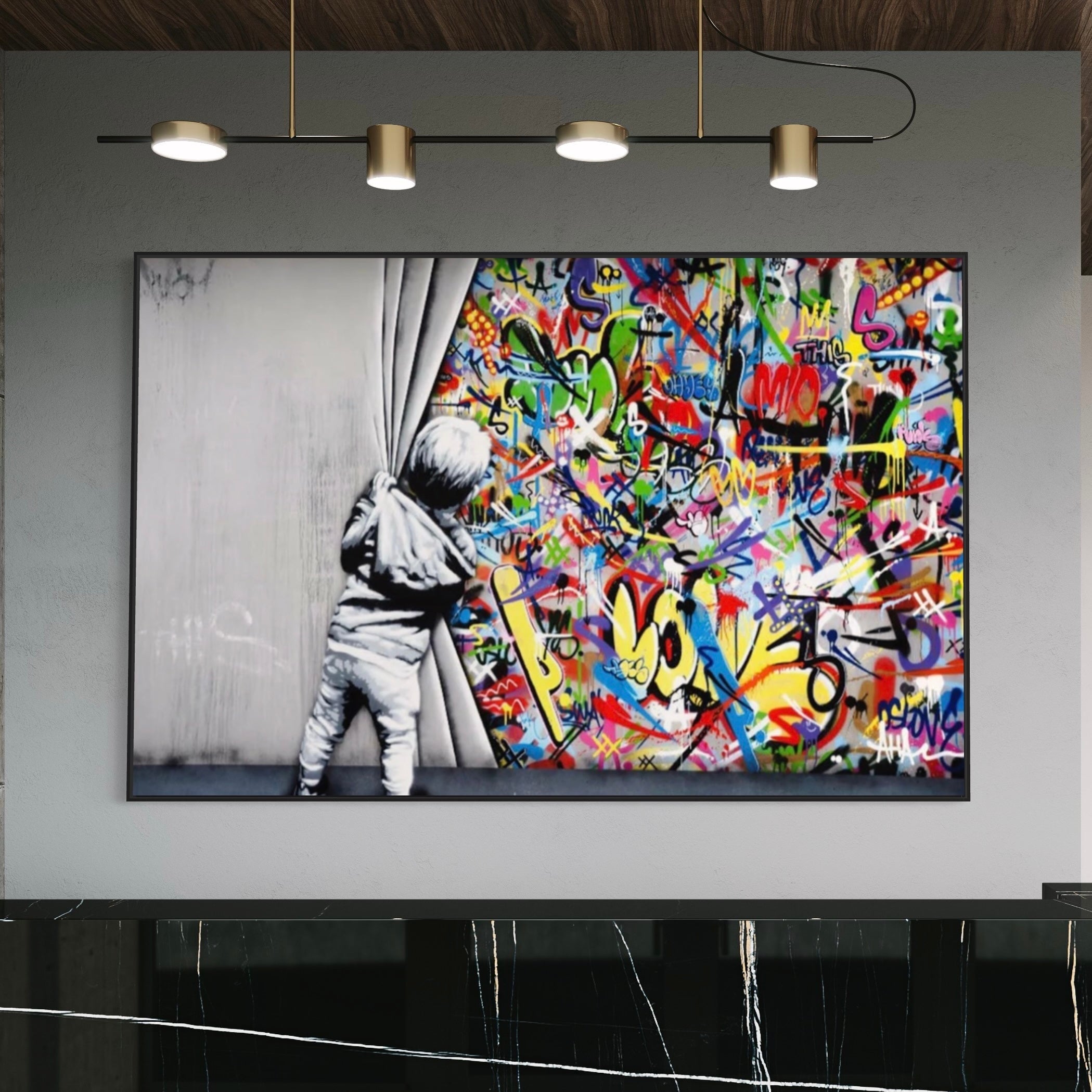 Banksy Behind the Curtain - 100% Hand-Painted | Paints Lab