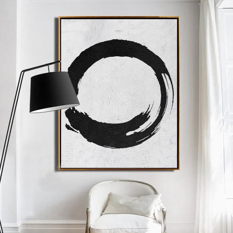 Black Circle - Black Circle Abstract Wall Art - Paints Lab